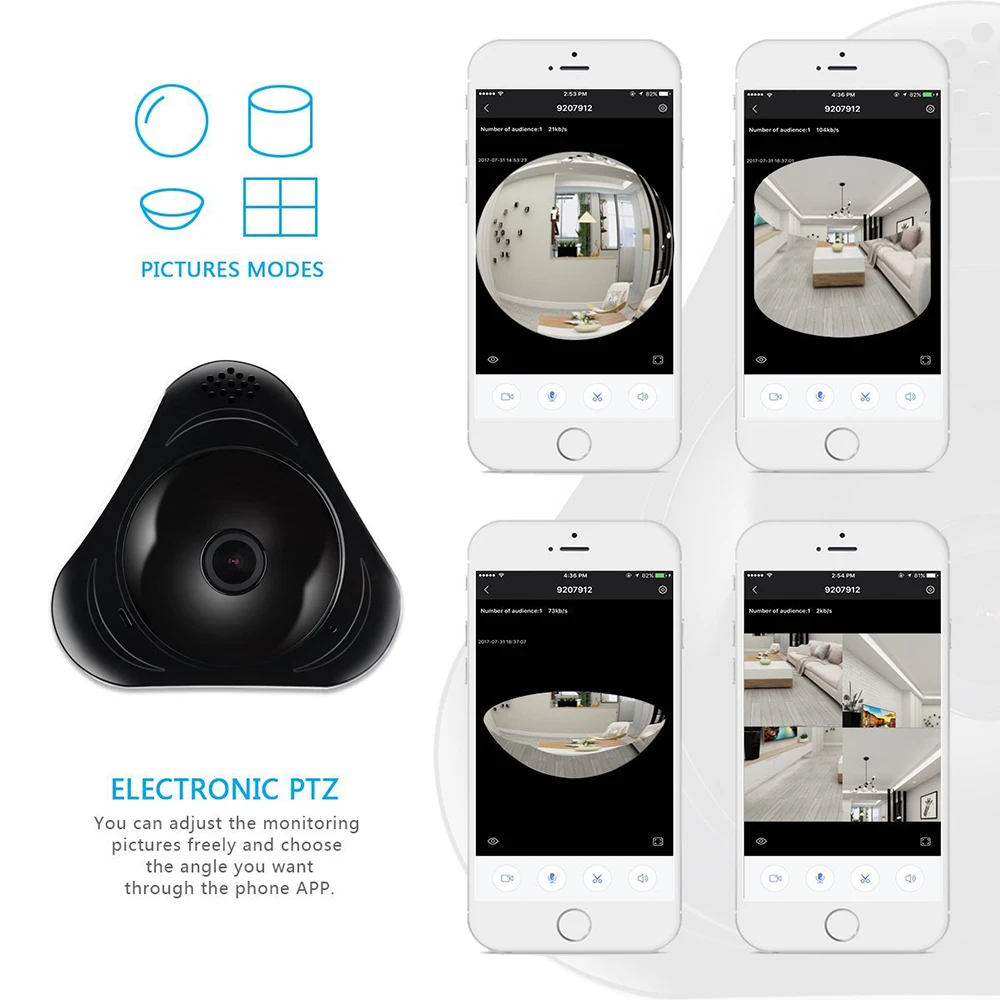 Fisheye IP камера инфракрасная 360 градусов панорамный беспроводной HD ночное видение
