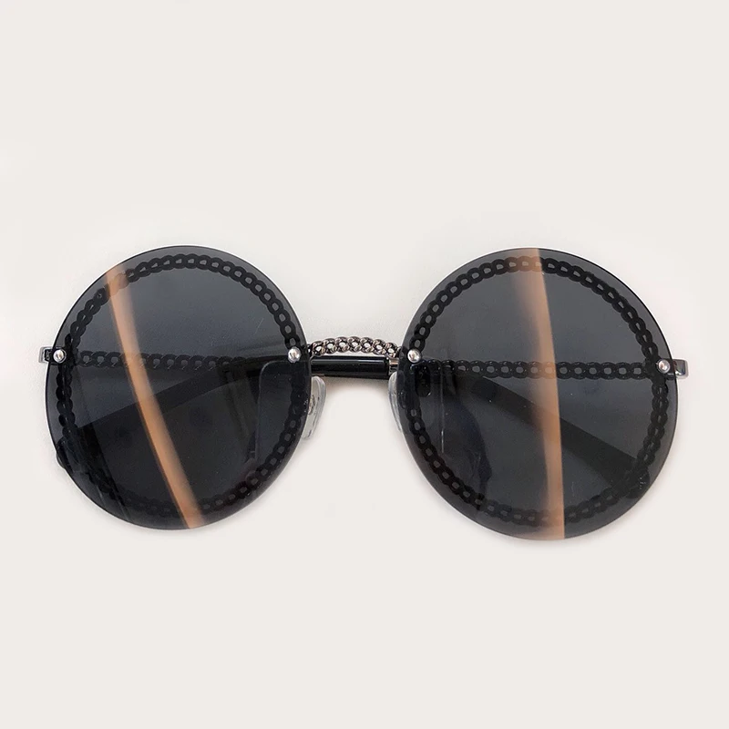 Новое поступление, женские круглые солнцезащитные очки, сплав, оправа, цепь, солнцезащитные очки для женщин, Oculos de sol UV400