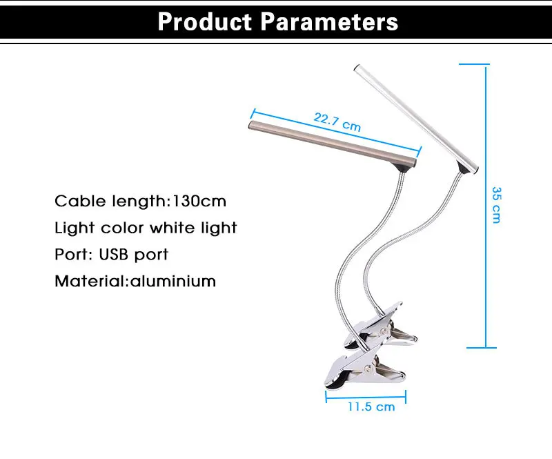 Настольная лампа Клип Светодиодный зажим Desklight Luminaria De Mesa USB порт для студенческого стола прикроватная тумбочка для спальни офисный гибкий свет из нержавеющей стали