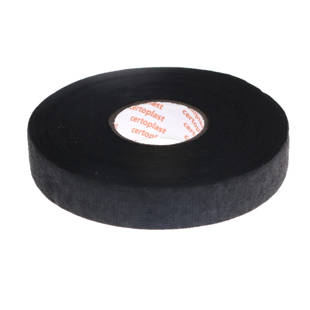 

19mmx25m Black Universal Flannel Fabric Cloth Tape Automotive Wiring Harness Flannelet Glue High Temperature Tape 1pc