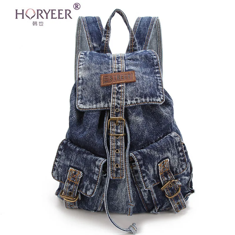 HORYEER jeans Women backpack denim backpacks for teenage girls casual
