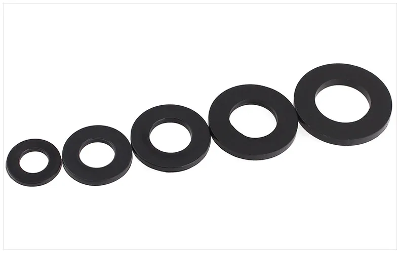 

100Pcs DIN125 ISO7089 M2 M2.5 M3 M4 M5 M6 Black Plastic Nylon Washer Plated Flat Spacer Washer Gasket Ring NL13