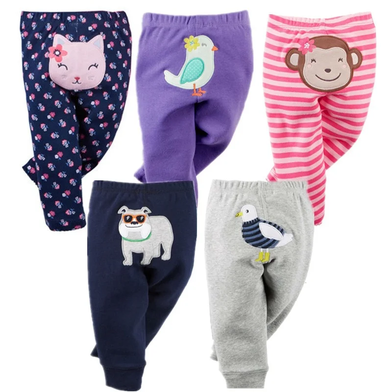 5pcs/lot Unisex Baby Pants Spring Autumn Cartoon Cotton Newborn Bebes Trousers Baby Boy Clothes Infant Toddler Girls Leggings