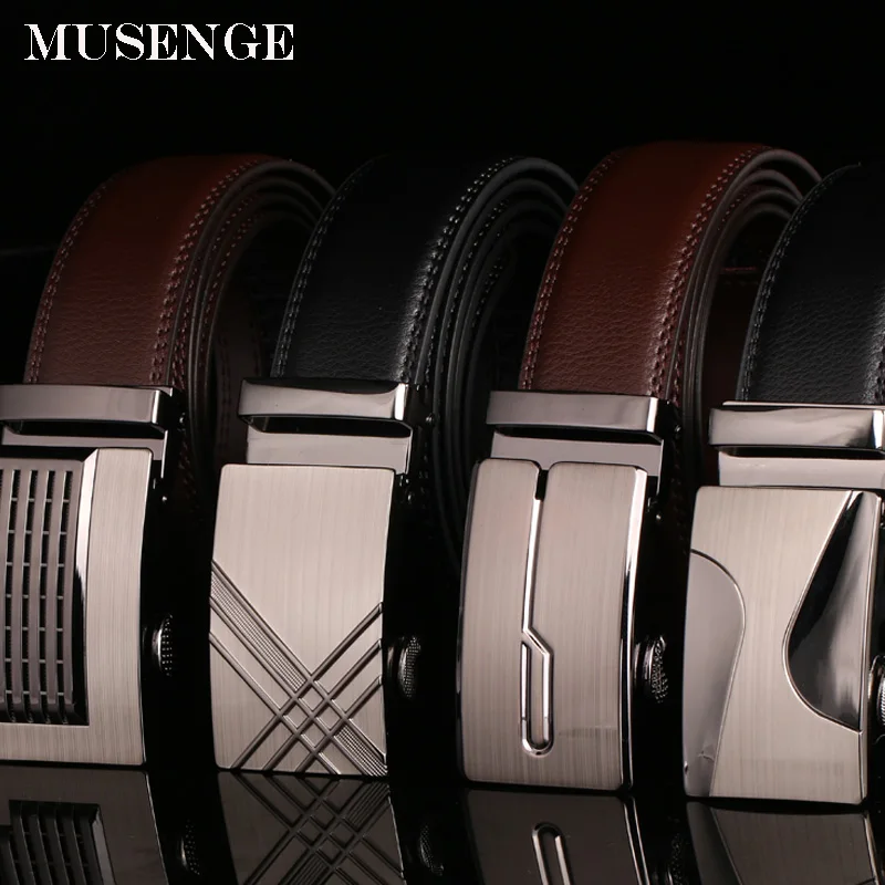 

MUSENGE Designer Leather Belts For Men Men's Genuine Leather Business Belt Ceinture Homme Male Automatic Strap Cinturon Hombre