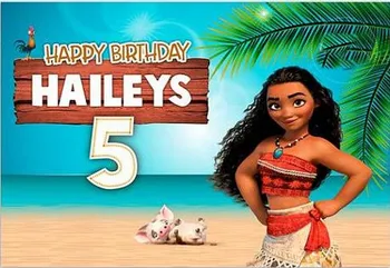 

Custom Moana Banner Beach backdrops polyester or Vinyl cloth High quality Computer print birthday photo studio background