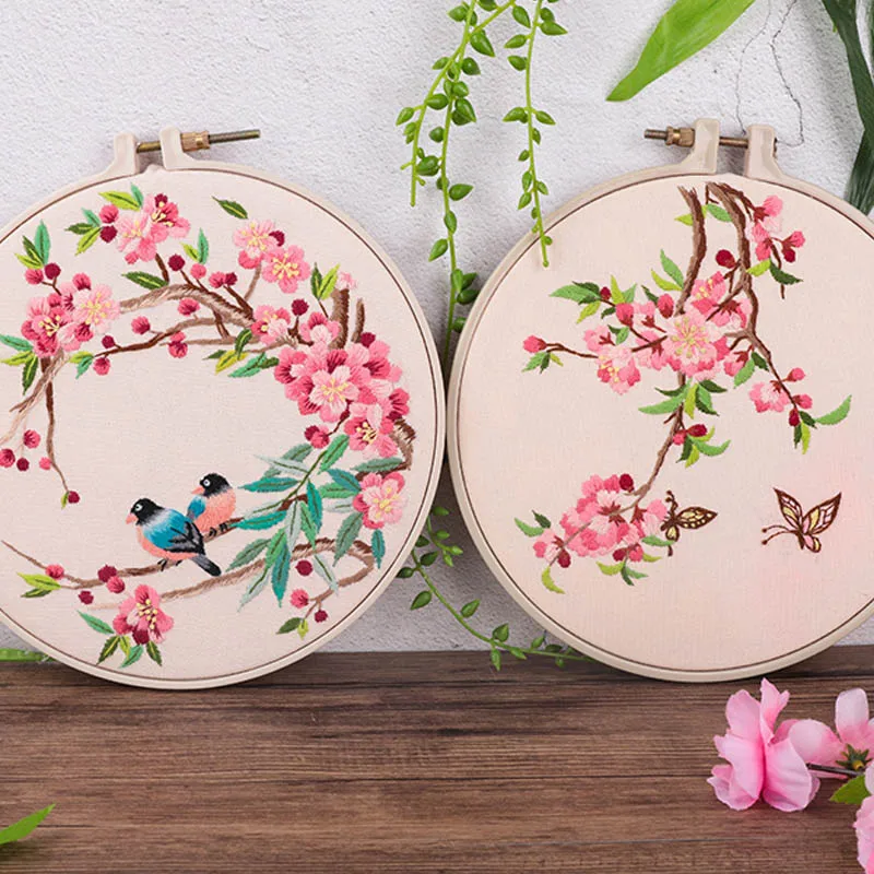 Günstig Chinesische Blume DIY Stickerei Kit mit Stickerei Hoop Kreuz Stich Hand Nähen Kunst Handwerk Stickerei Malerei Wohnkultur