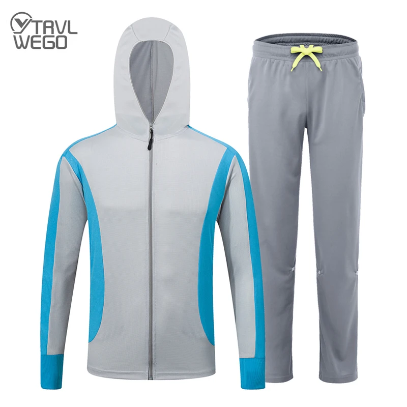 

TRVLWEGO Sun-Protective Fishing Clothing Men's Quick-Drying Breathable Anti-Mosquito Hoodie Fishing Suit Zipper pocket Summer