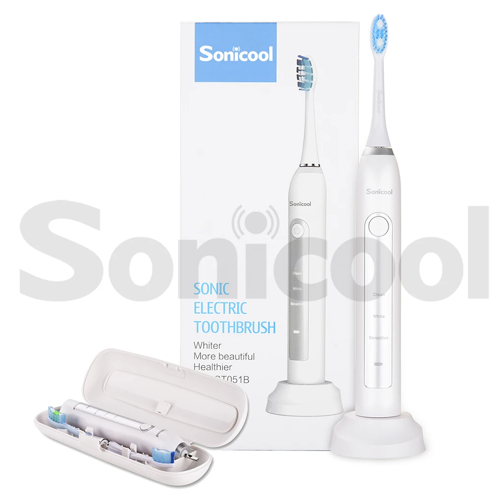 Sonicool 051B Electric Toothbrush USB Rechargeable Ultrasonic 48000 Vibrations Tooth Brushes With 4 Pcs DuPont Brush Heads Sonicool 051B Electric Toothbrush USB Rechargeable Ultrasonic 48000 Vibrations Tooth Brushes With 4 Pcs DuPont Brush Heads