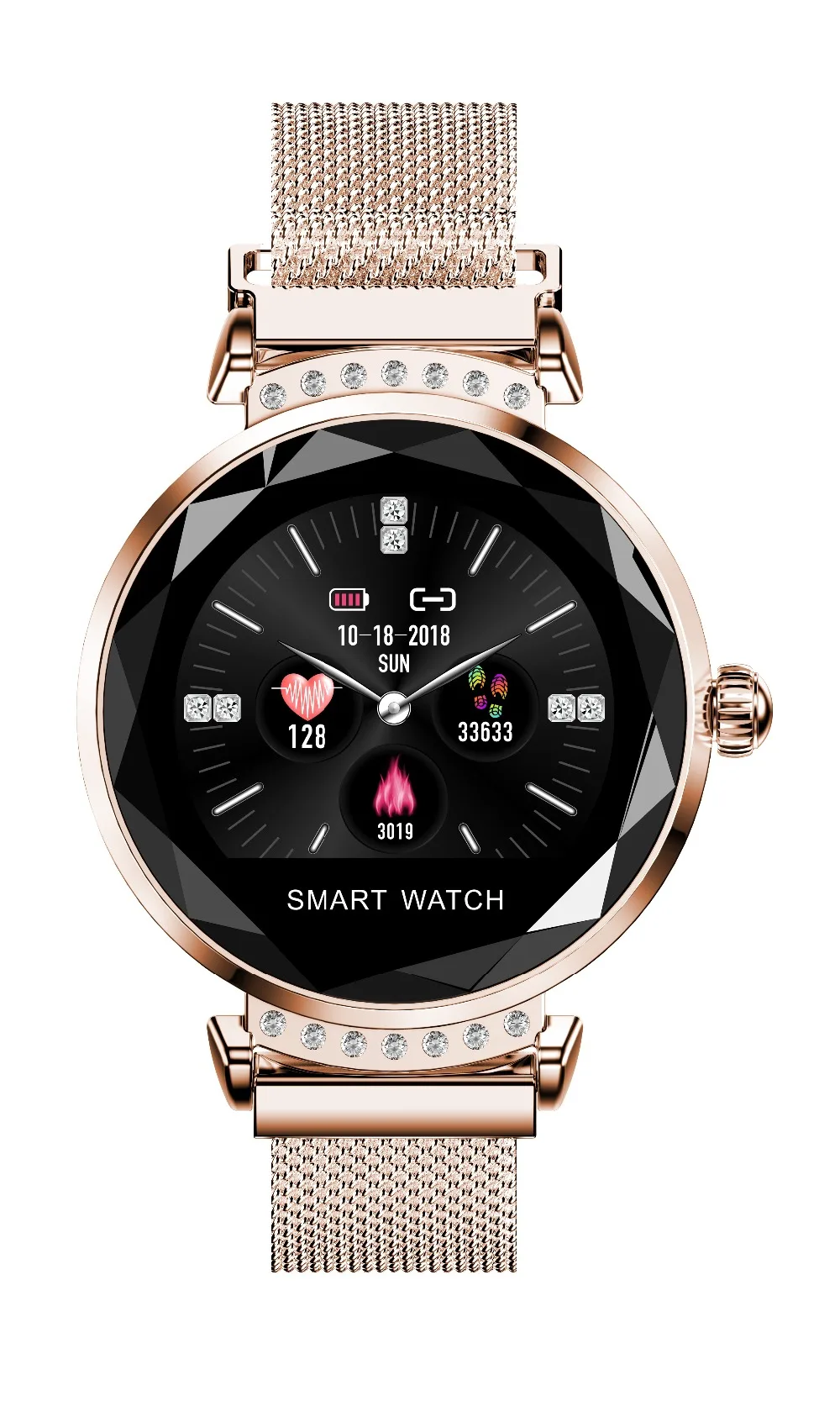 Новейшая мода H2 Смарт-часы для женщин 3D алмазное стекло сердечный ритм кровяное давление монитор сна лучший подарок умные часы