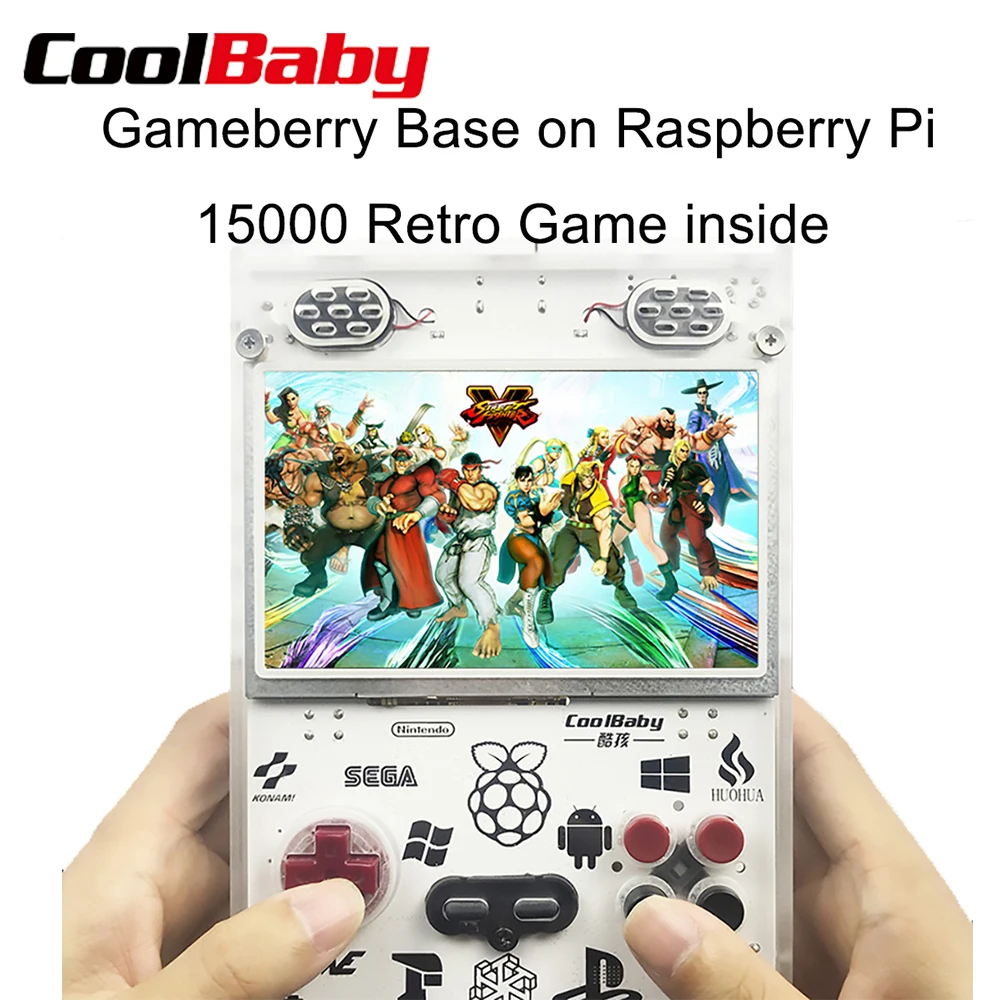 

COOLBABY 5.0 inch Handheld Console Game Gameberry Retropie Lakka Pie Raspberry Pi 15000 Retro Game Inside 10000mA Battery