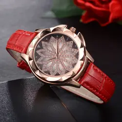 2019 Yueshang модные кожаные женские часы Роскошные Лидирующий бренд цветочный узор повседневные Кварцевые часы Женские часы Relogio Feminino