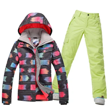 

Ski Suit Women Sets Windproof Breathable Waterproof snowboarding Snow Jacket+Pants Warm Clothes Set Free Shipping
