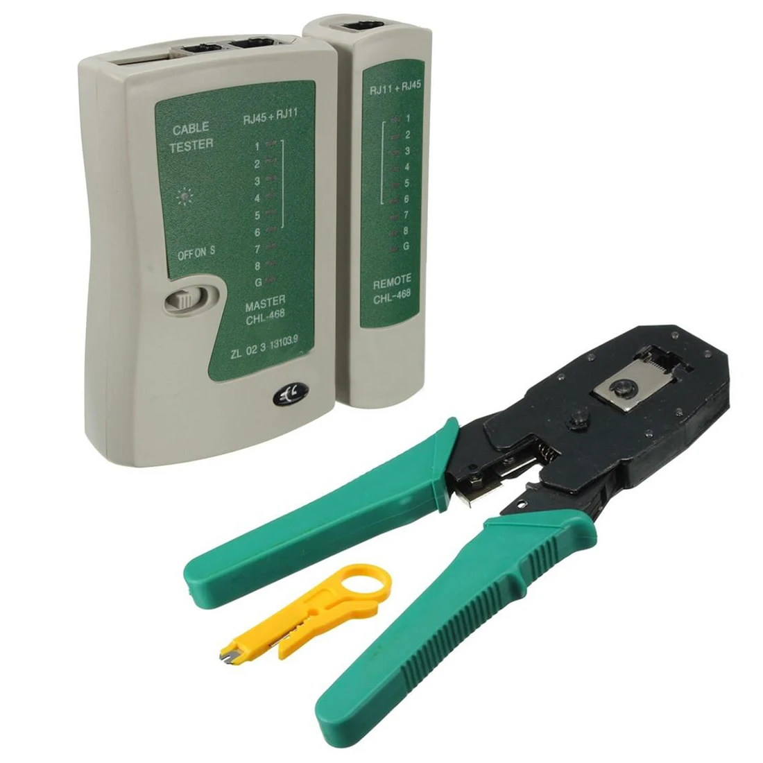 RJ45 RJ11 RJ12 CAT5 CAT5e Portable LAN Network Tool Kit Utp Cable Tester AND Plier Crimp Crimper Plug Clamp PC XXM8
