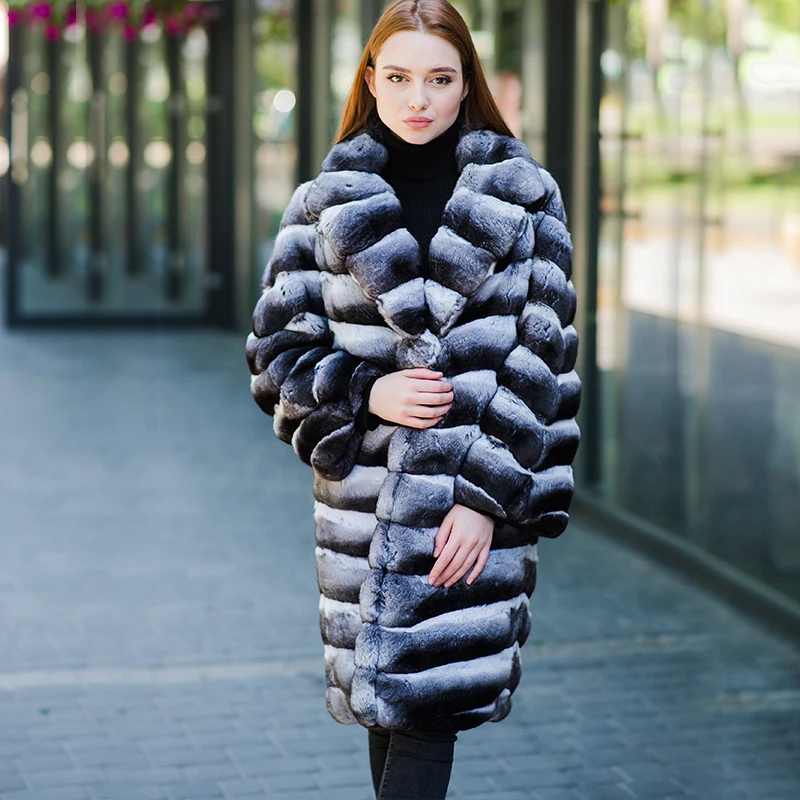 

2020 Real Fur Coat With Turn Down Collar Womens Rex Rabbit Jacket Winter Russian Female Coats Park With Natural Fur