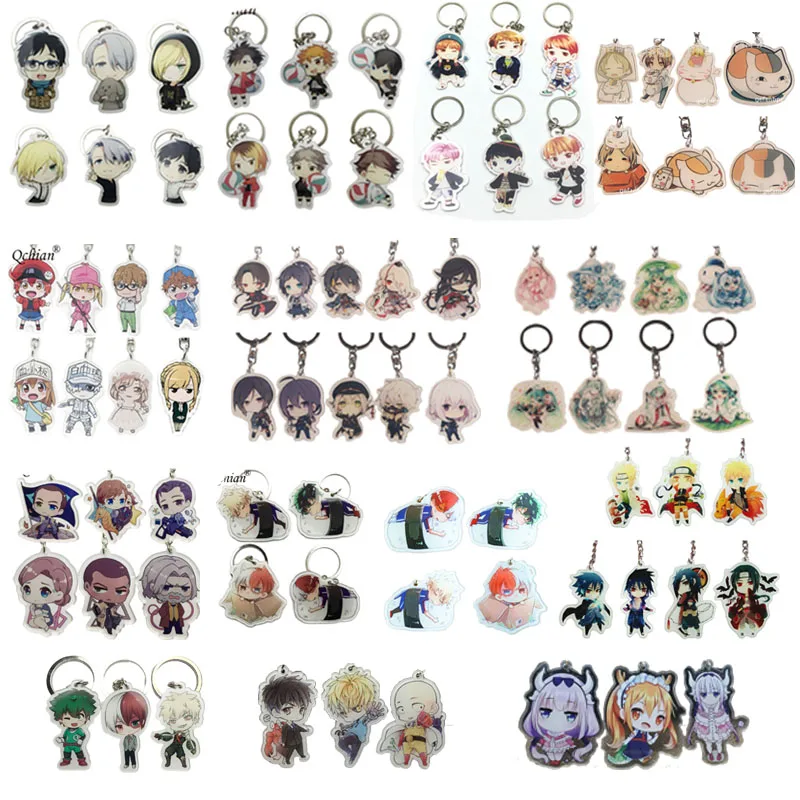 

Cartoon Pendant YURI!!! on ICE My Hero Academia Naruto Hatsune Miku Detroit: Become Human Fairy Princess Anime Keychain