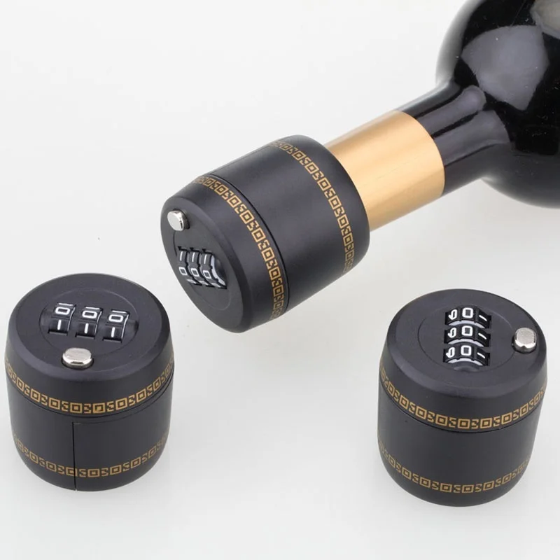 

Plastic Wine Bottle Password Lock Combination Lock Wine Stopper Vacuum Plug Device Keep Wine Preservation for Kitchen Bar