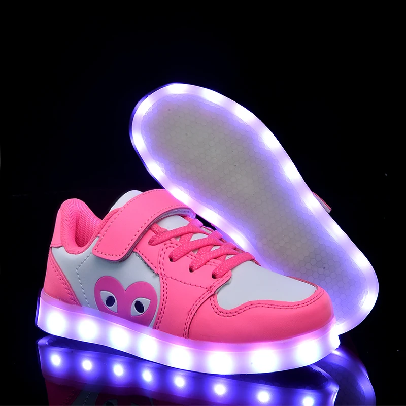 Размер 25-37; Детские светящиеся кроссовки; светящаяся обувь для мальчиков и девочек; повседневная детская обувь с подсветкой; 7 цветов; USB зарядка