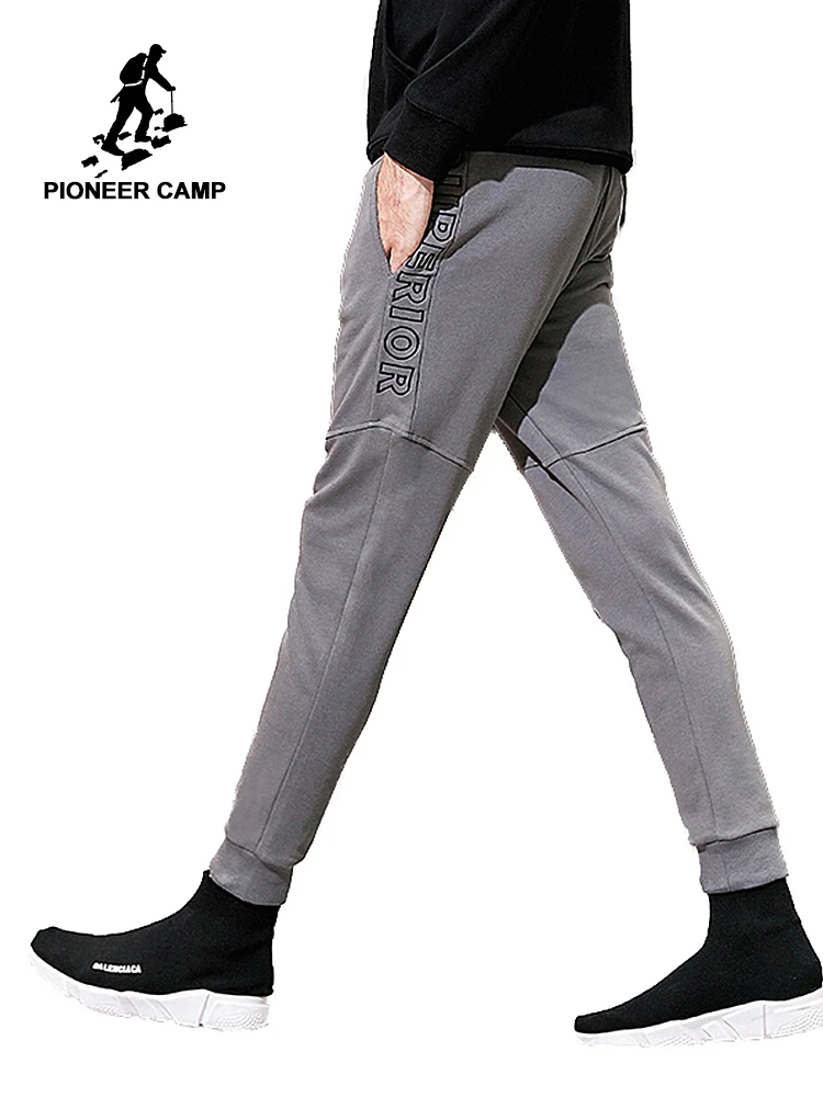 Pioneer camp новые осенние спортивные брюки Мужская брендовая одежда модные брюки с буквенным принтом Мужские качественные треники из хлопка мужские AZZ801283