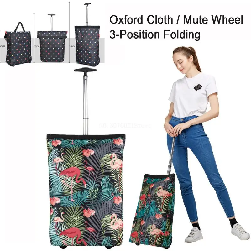 

fashion shopping cart Oxford cloth portable Trolly 3-position folding trolley stainless steel Pull Rod bag with mute wheel