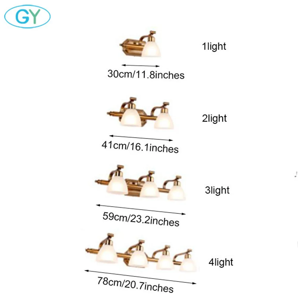 Nordic в европейском стиле Золотой кабель покрытый металлом со+ белый со стеклянным колпаком E14 vanity светильники минималистский 1/2/3/4 лампы в форме свечи лампы зеркала с подсветкой
