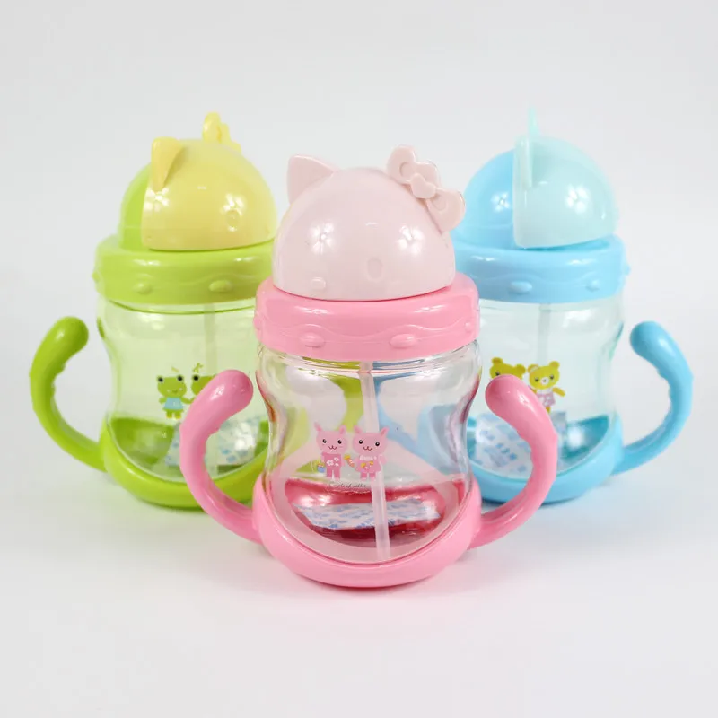 260ml Cute Baby bottle Infant Newborn Children Learn Feeding Drinking