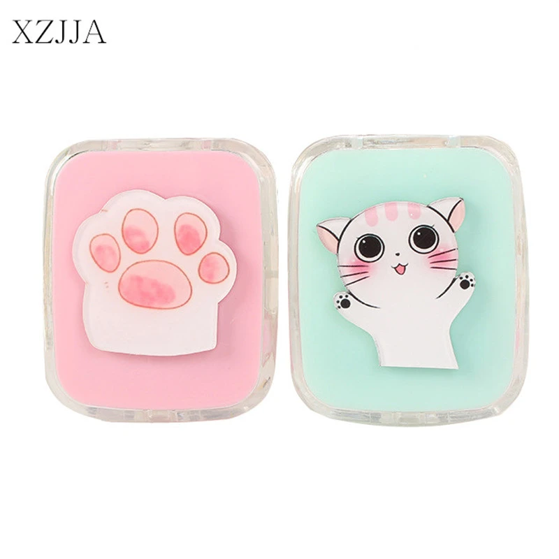 Xzjja 漫画の猫 足コンタクトレンズ収納ボックスかわいいコンタクトレンズケースボックス目ケアキットホルダー旅行ワッシャークリーナー容器 Storage Box Cute Box Cutestorage Box Aliexpress