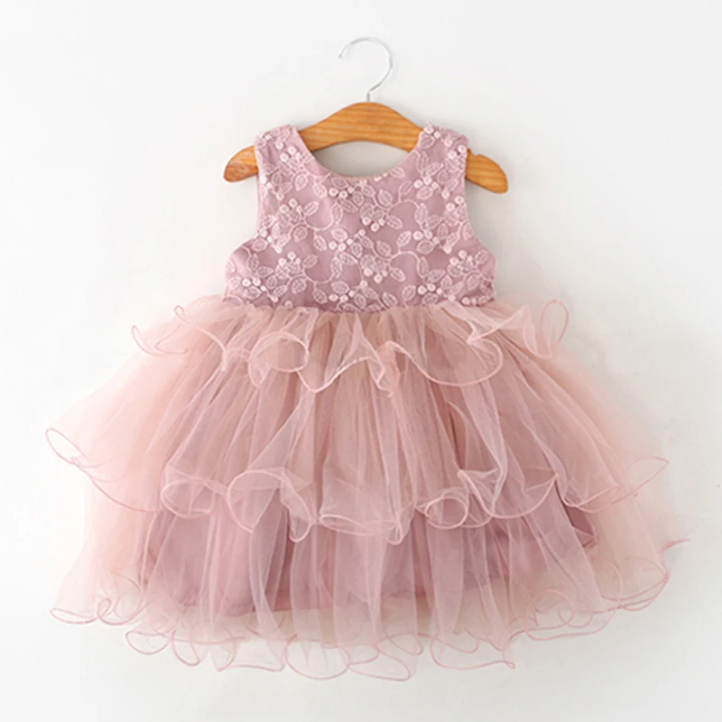 Платья для малышек детская одежда с цветочным мотивом для девочек; шифоновое бальное платье с кружевом и вышивкой платье на крестины для девочек многослойная Пышная юбка одежда Smash