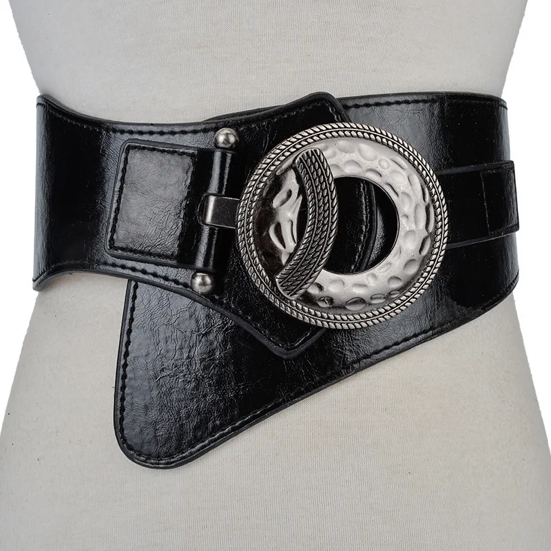 

Fashion Ladie Vintage Check Style Waist Belt Super Wide PU+Cowskin Adjustable Shirt Slimming Corset Cummerbund Girdle Belt Women