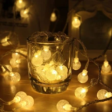 Новинка 1 м-20 м сказочная гирлянда светодиодный хрустальный Сферический шнур Водонепроницаемая Рождественская елка Свадебная домашняя внутренняя отделка