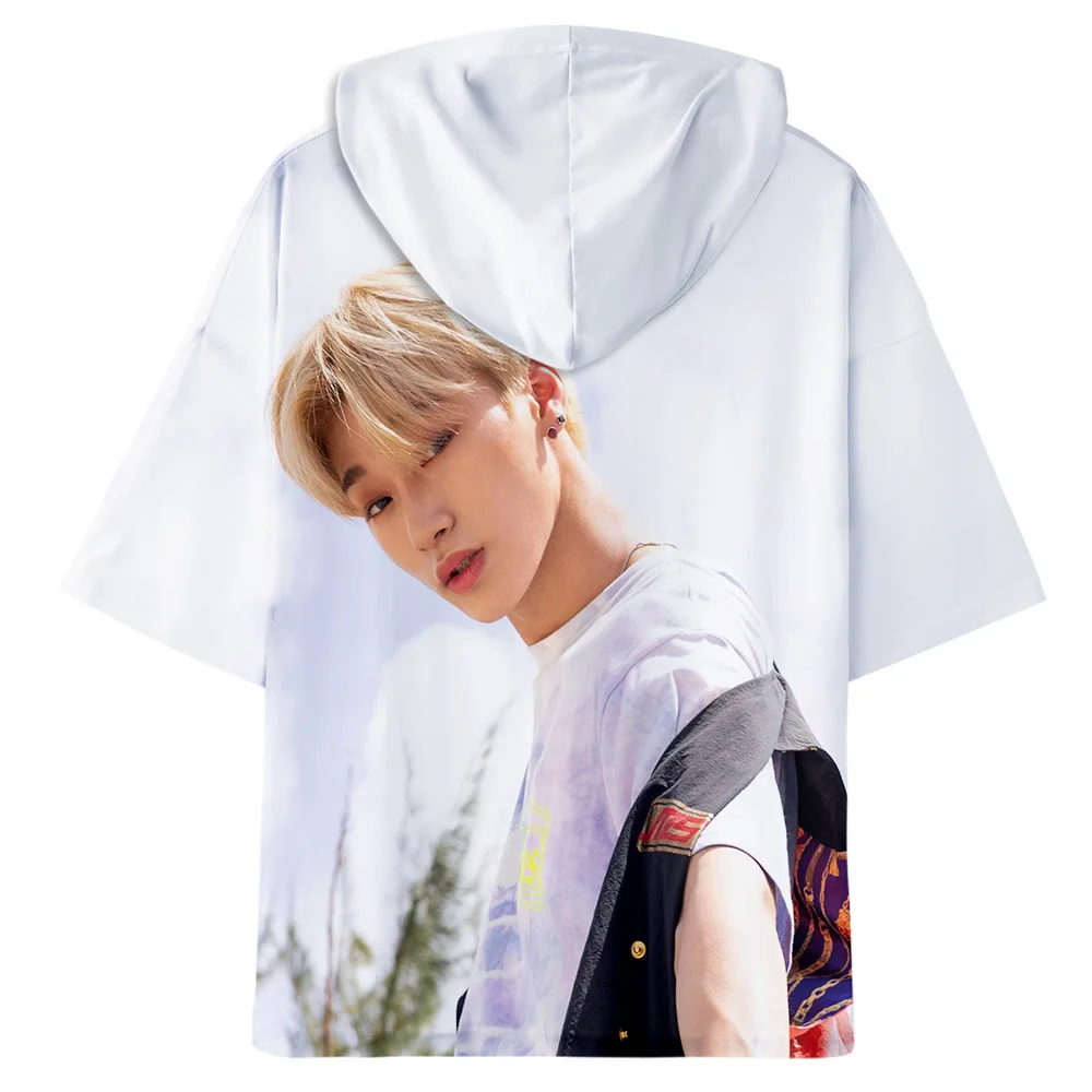 Корейская Мода KPOP ATEEZ альбом 3D печать короткий рукав с капюшоном футболка Женская Мужская Harajuku Повседневная Свободная хип хоп футболка летние топы