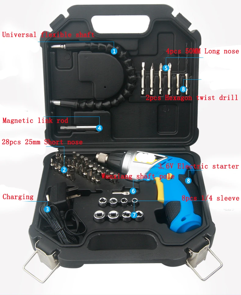 Электрическая отвертка, Электрическая отвертка с гибким валом, литиевая, деформационная электрическая отвертка, втулка, 3,6 В