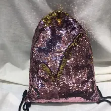 

Mermaid Girls Shoulder Bags Sequins Gym Sports Drawstring Shoulder Backpacks Travel Storage Bags Shoes Bags