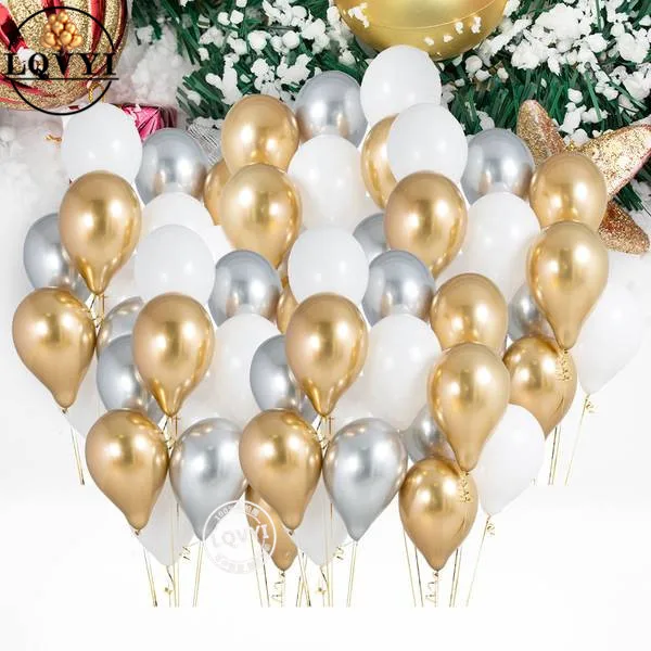 

50pcs 12inch Pearl Chrome Latex Balloons Birthday Wedding Event Party Decor Globos Pearl Metallic Latex Ballon Helium Supplies