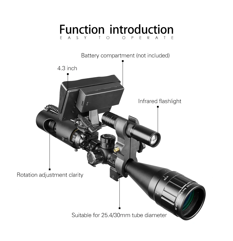 Прицел ночного видения охотничий наружный оптический прицел тактический дневной ночной режим цифровой инфракрасный монитор заполняющий светильник