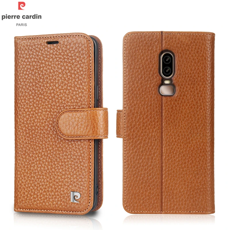 

Pierre Cardin Flip Case For OnePlus 6 Original Phone Genuine Leather Wallet Case For OnePlus 6 Magnet Flip Cover OnePlus6 Coque