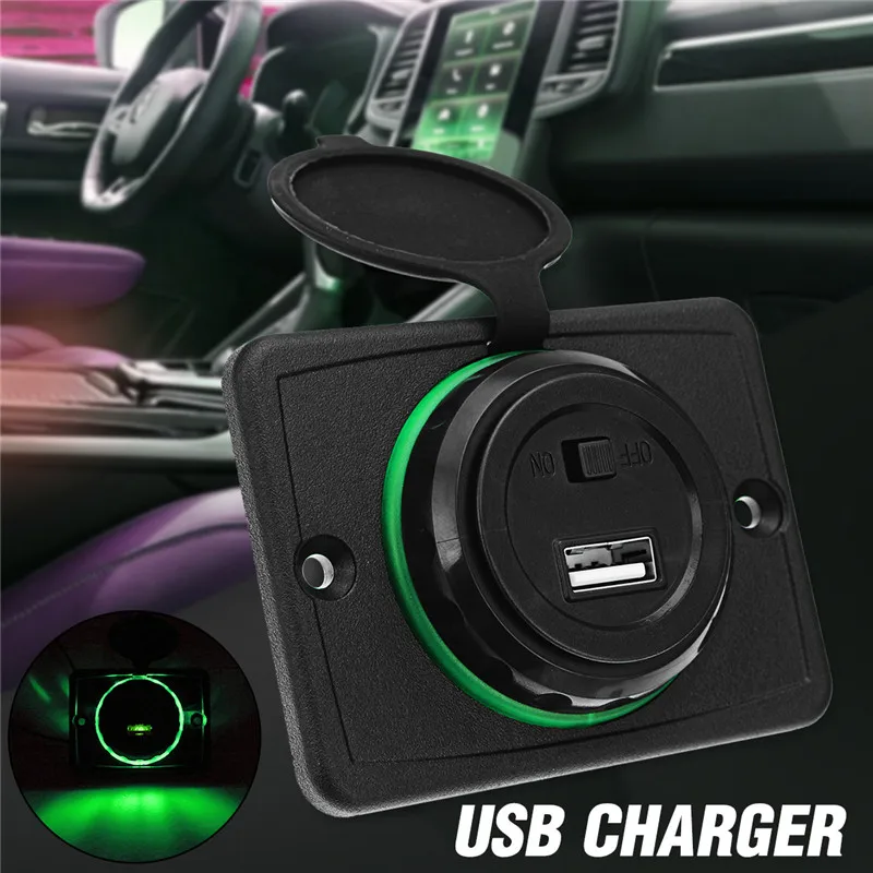 

5V Truck Interior USB Charger LED Light USB Socket Charger Power Adapter with Switch Car Charger 12V 24V