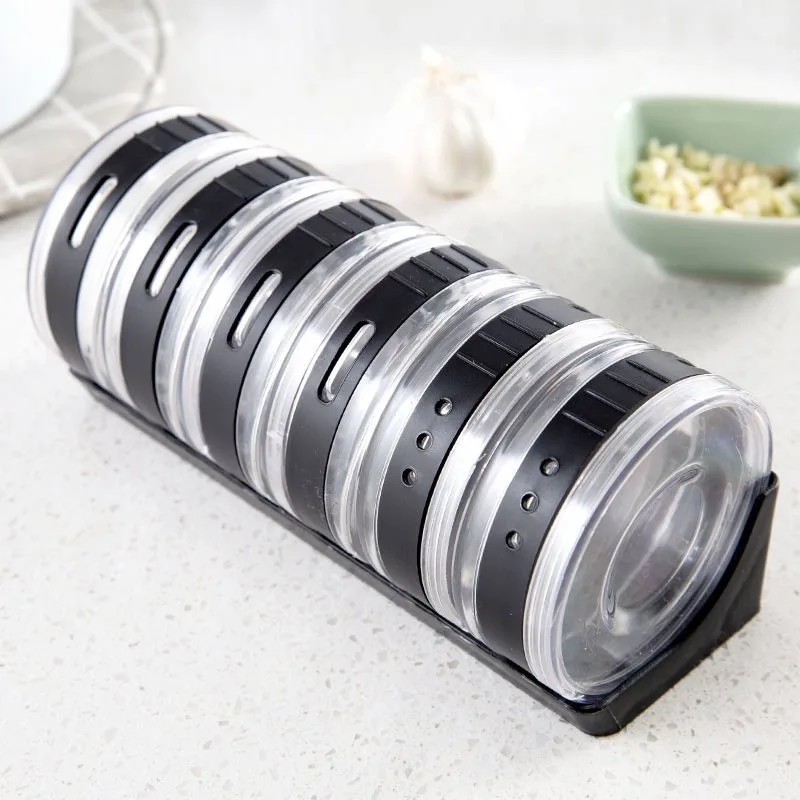 

Seasoning Box Set Kitchen Cylindra Jar For Spice Rack Can Containers Condiment Bottles Pepper Shakers Box Salt Cellar 6pcs/set
