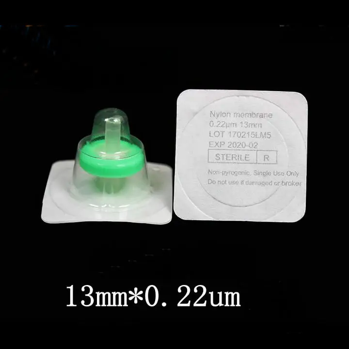 20 шт./лот одноразовые стерильные органические шприц фильтр нейлоновая мембрана диаметр 13 мм, размер пор 0.22um