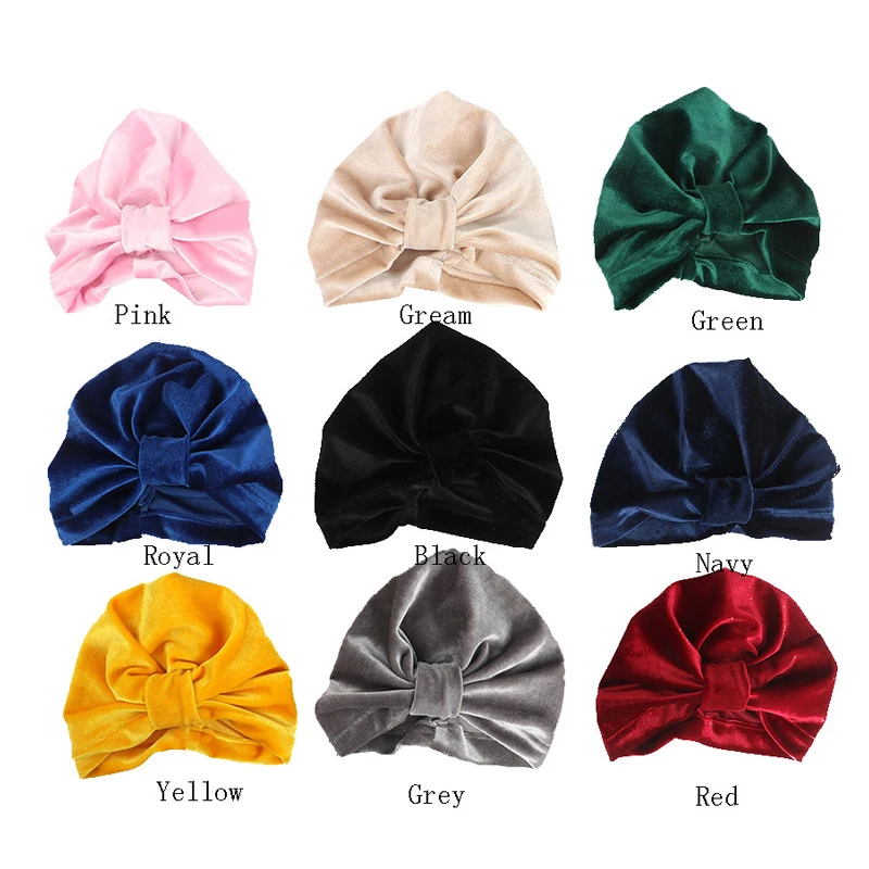 New Velvet Baby Hat for Girls Autumn Winter Baby Boy Cap Photography Props Elastic Infant Beanie Turban Hat Baby Accessories
