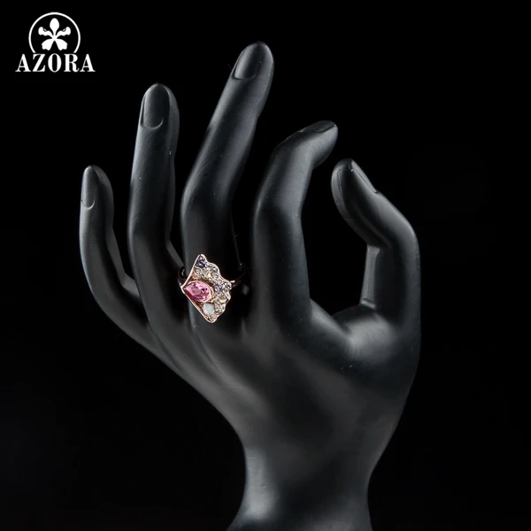 Кольцо с австрийским кристаллом Stellux розовое золото TR0099|flower ring|designer ringring design |