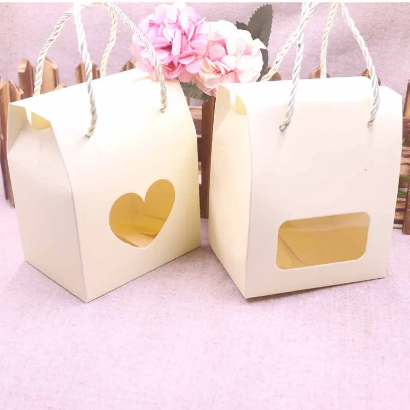 

Ivoy20pcs Paper Clear Heart Window Box multi color Paper Candy Boxes With Handle Snack Cookie Chocolates Gifts box for wedding