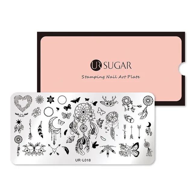 UR-L018 Ur Sugar тиснение ногтей пластины Ловец снов бабочка цветок дизайн ногтей штамповка изображения пластины маникюр шаблон DIY - Цвет: UR-L018