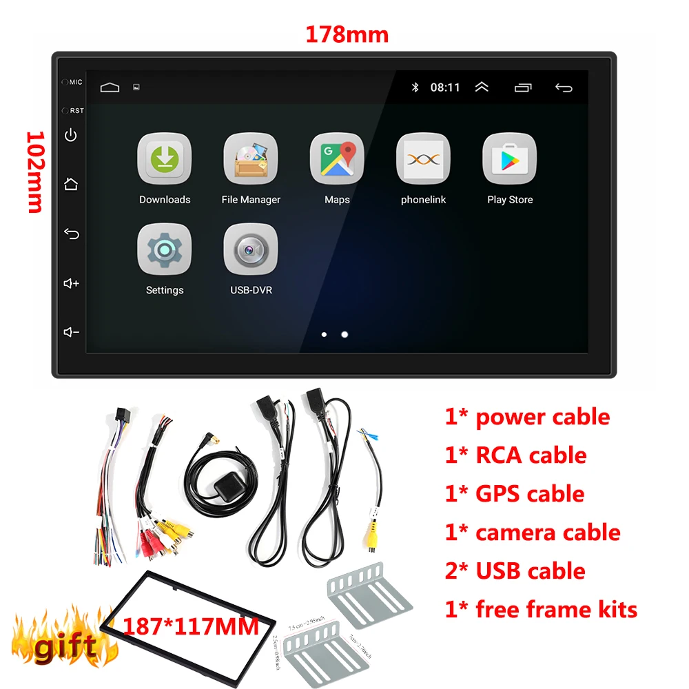 Android 8,1 coche Radio Estéreo navegación GPS Bluetooth wifi Universal 7 \