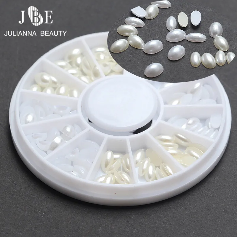 

3 Wheel 6mm 8mm Nail Stud AB Rhinestone White Acrylic Nail Tips Horse Eye Design 3D Nail Art Decoration Beauty Makeup Accessory