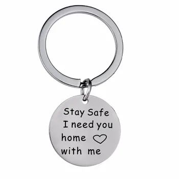

12PC/Lot Stay Safe Keychain I Need You Home With Me Key Chains Police Officer Military Firefighter Gifts Stainless Steel Keyring