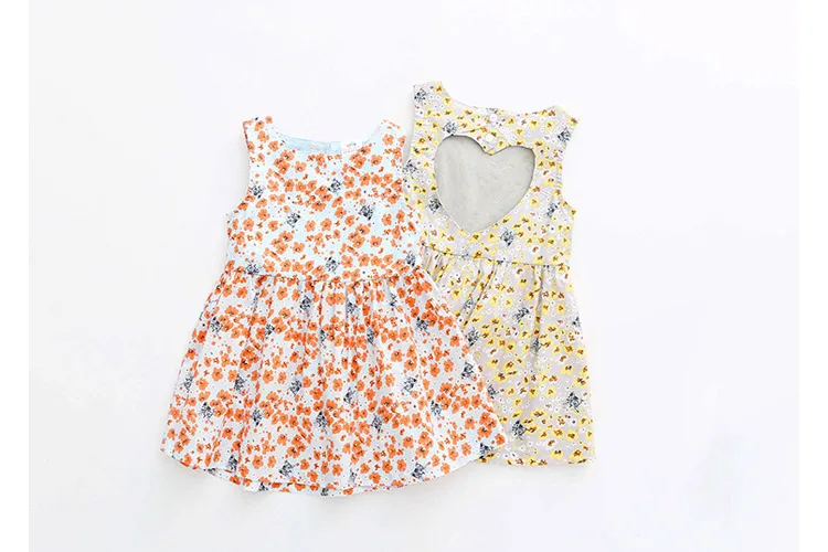 2018 Summer 2-10 Years Sexy Heart Shape Backless Floral Full Print Princess Dance Party Prom Little Kids Girl Cottoning Dress (6)