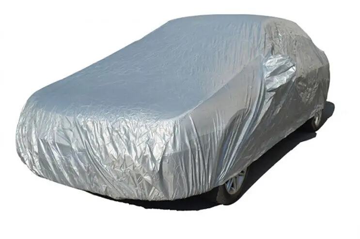 Четыре сезона универсальные Серебристые автомобильные чехлы PEVA водонепроницаемые зимние защитные авточехлы одежда с ушками Защита от солнца для автомобилей