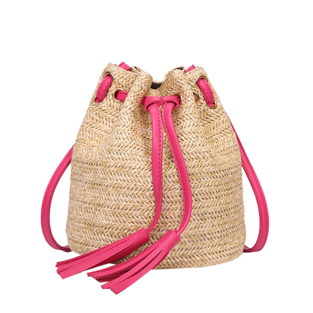 Женская однотонная тканевая сумка на плечо с кисточками, женская летняя сумка, плетеная Сумка из ротанга rieten tas, сумки bolsos mujer