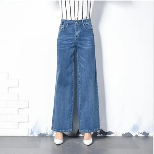 

Plus Size 26-40 Women Boot Cut Jeans Ladys Flares Bell-bottom Trousers Female High Waist Wide Leg Pants