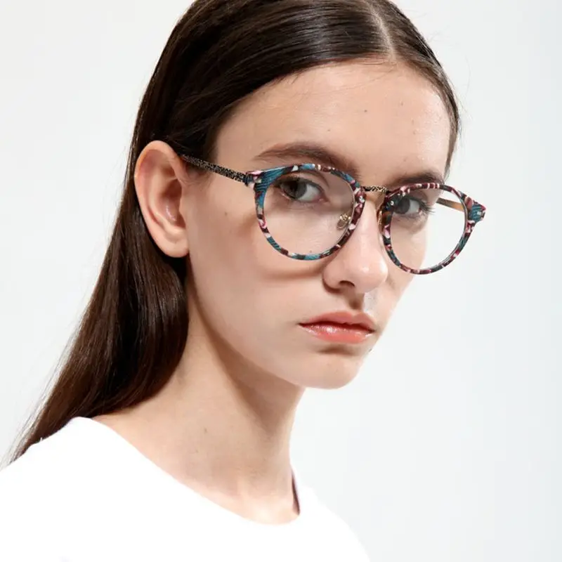 Optical Glasses Classic Floral Frame Vintage Creative Myopia Art Fashion Retro Women Men Student Eyewear Transparent Lens Clear